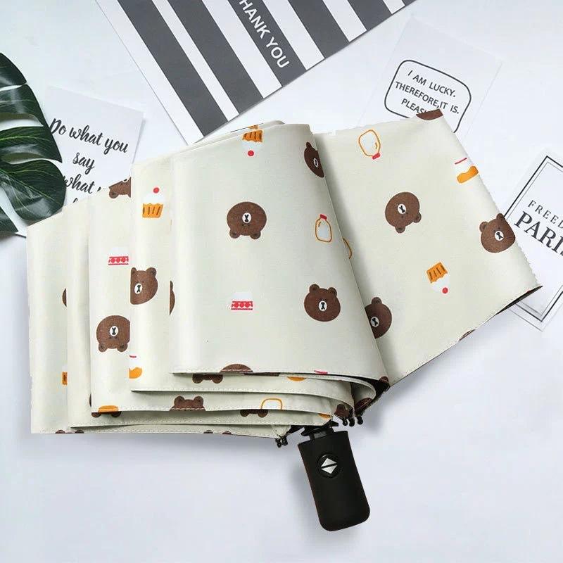Fully Automatic Folding Umbrella Black Coat Thickened Sunscreen Kids Umbrella Sun Rain Customized Gift Gogo Advertising Umbrel