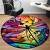 1pc Dragonfly StainedGlass Office Round Area Rug,  Mat Suitable ForOffice, Under Office Chairs Bedroom Living Room Home Decor, Room Deco