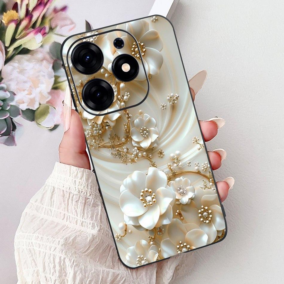 For Tecno Spark 10 Pro Phone Case Spark 10Pro 4G KI7 Elegant Floral Cat Printing Soft Silicone TPU Cases