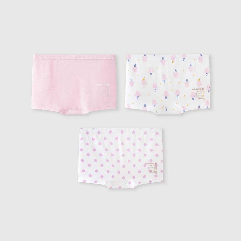 Mini Balabala Girls' Antibacterial Pure Cotton Underwear (3-Pack)