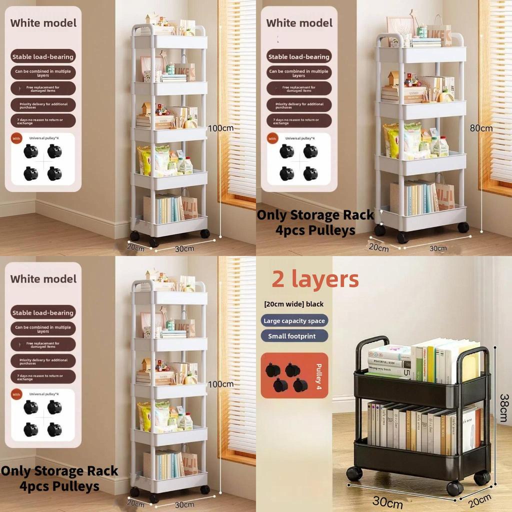 Mały wózek do przechowywania z składanymi, obrotowymi, mobilnymi półkami do organizacji kuchni i sypialni
