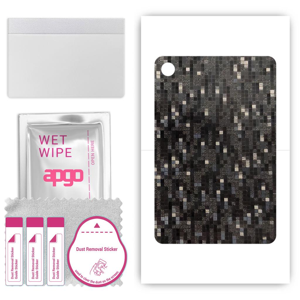 apgo Protective Skin Sticker for the Back Compatible with TCL Tab 10L, Wrap Film, Foil, Vinyl - Pattern Carbon Black Pixel