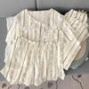 High-Value Retro Flower Sweet Cloud Cotton Pajamas Women'S Summer Doll Collar Lace Loungewear Three-Piece Set