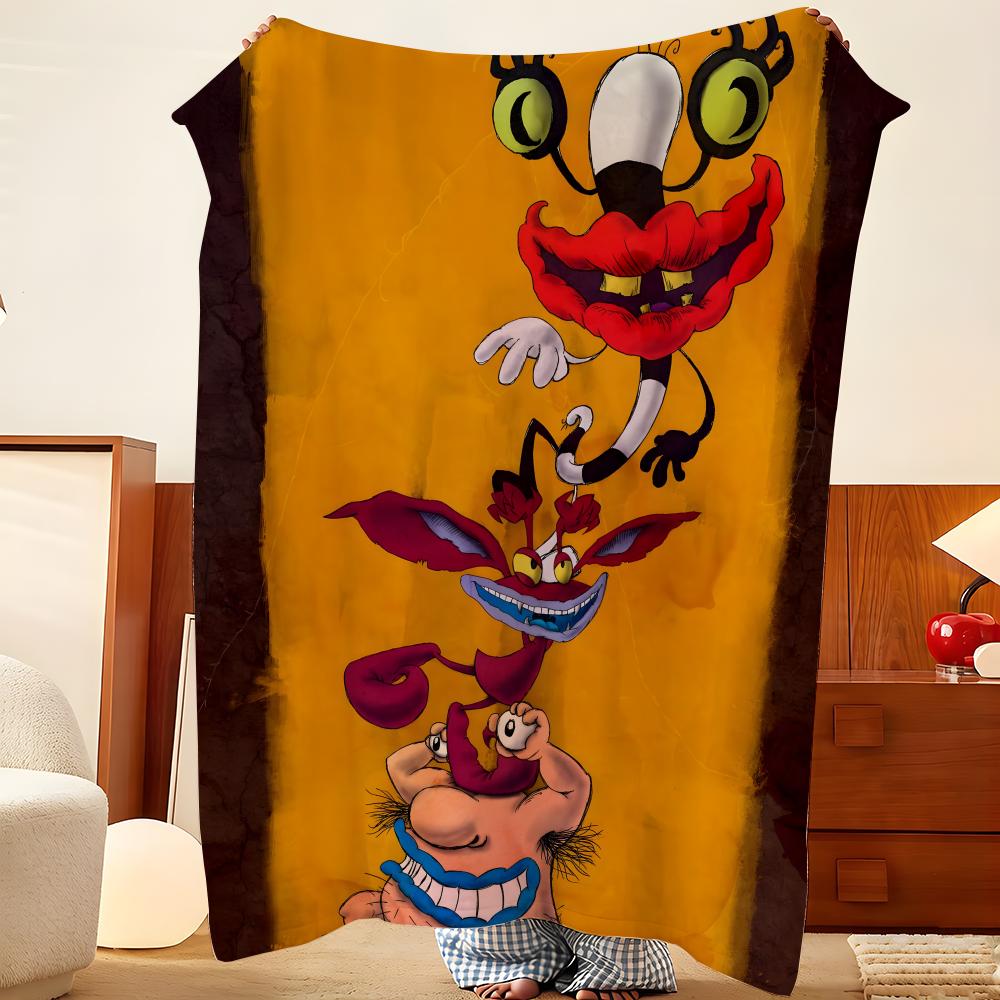 Cartoon A-Aaahh Real M-Monsters Throw Flannel Throw Blanket, Lightweight Cozy, Durable Washable Cute Cool