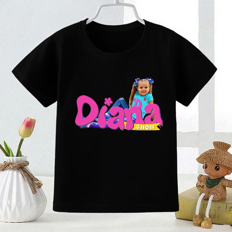 Diana And Roma Show Potisk Vtipné Dětské Tričko Dívčí Ležérní Letní Topy Oblečení Pro Malé Kluky Černé Dětské Trička S Krátkým Rukávem