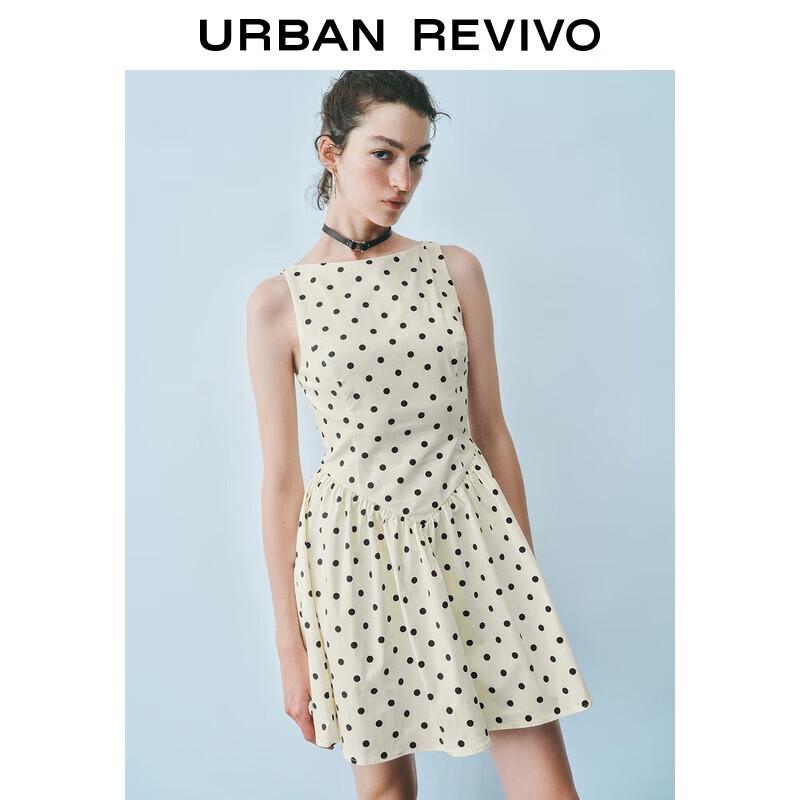 

UR Women s 2025 Autumn French Polka Dot Bow Sleeveless A-Line Dress XS
