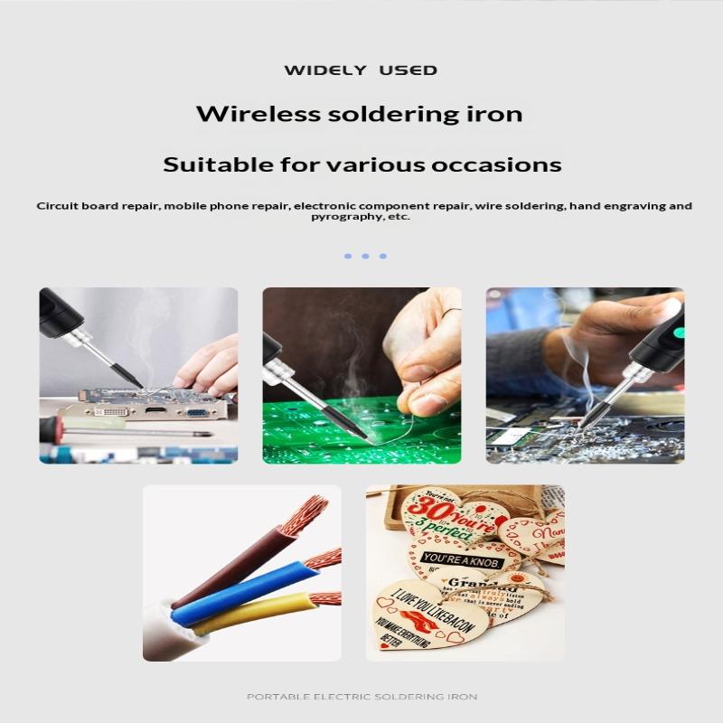 Wireless Soldering Iron Built-in Battery 180-450° Adjustable Temperature With 3Tip Portable Welding Repair Tool Kit