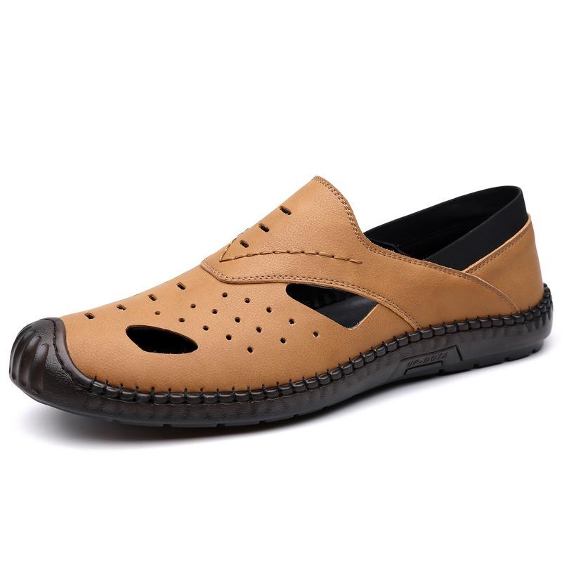 Baotou sandals men's new men's summer outdoor handmade hollow hole shoes one pedal casual beach shoes