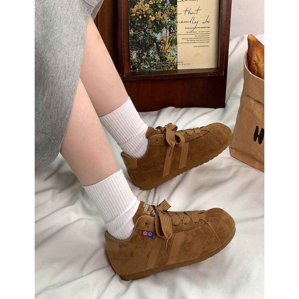 Ugly Cute Round Head Platform German Training Shoes Women's 2025 Autumn New Inner Height-increasing Board Shoes Casual Versatile Sports Forrest Gump