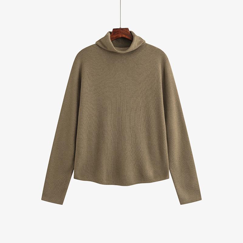 

Пуловер размера плюс с длинными рукавами, водолазкой и вязаным свитером XXXL кофейный