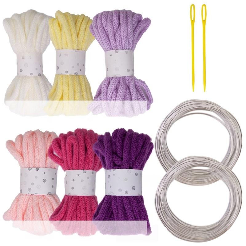 6Rolls Of Multicolored Hollow Braided Cord Rope 5.46Yard Long 7mm Wide Polyester Rope For Art Craft And Home Decoration