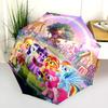 Magical Rainbow Pony Friends Folding Umbrella Travel Umbrella Three Folds Travel Umbrella Printing
