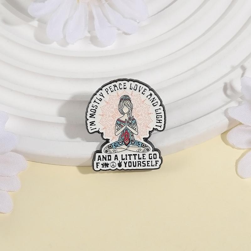 Female Power Enamel Pins Custom PEACE LOVE AND LIGHT Brooches Lapel Badges Clothes Funny Jewelry Gift for Friends