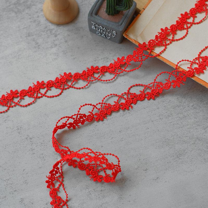 Colorful 2cm Floral Polyester Lace Trim for DIY Clothing Accessories