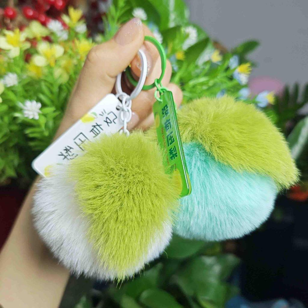 Plush Persimmon Keychain - Imitation Rex Rabbit Fur Pendant