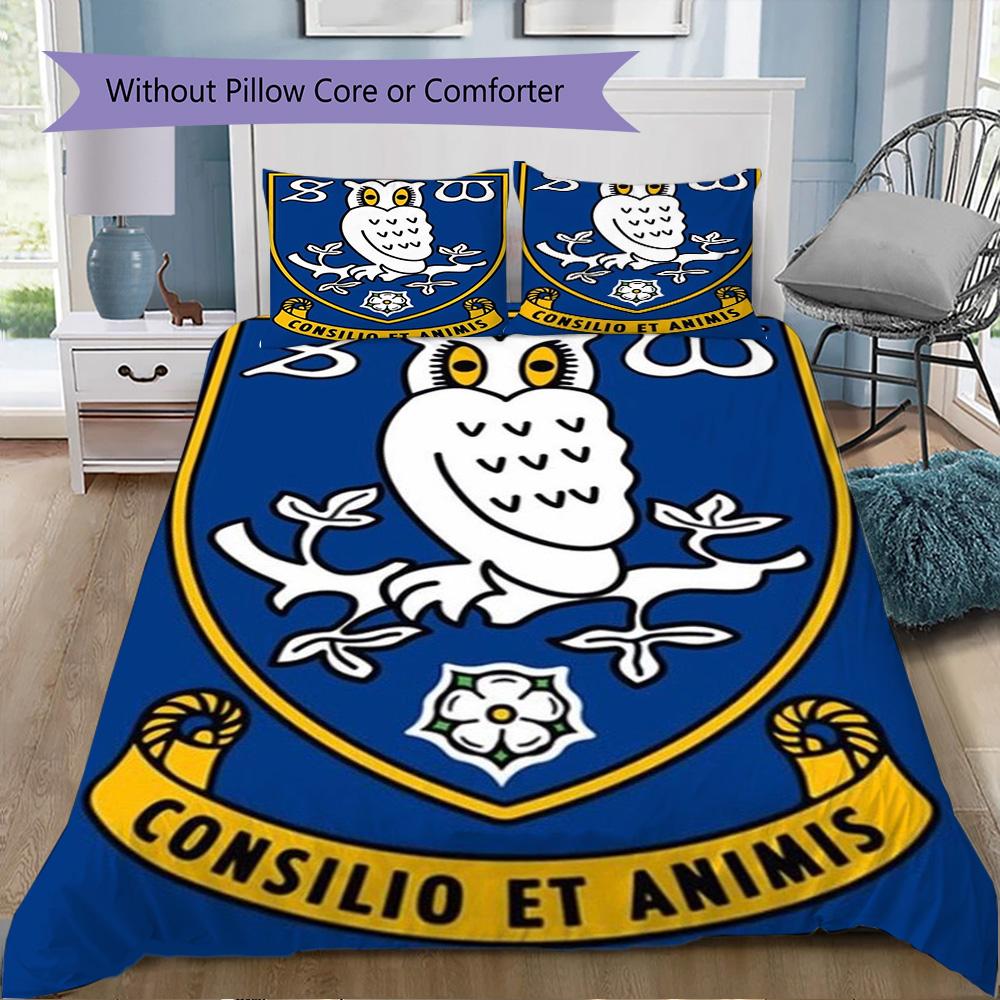 Sheffield Wednesday FC Owl Pattern Bedding,Quilt Set Quilt Cover Pillowcase Home Birthday Gift (1*duvet Cover+2*pillowcase,without core)XSJT0917522