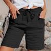 Pants For Women Casual Summer Solid Color Elastic High Waist Cotton And Linen Loose Pants Drawstring Pocket Mid Leg Pants