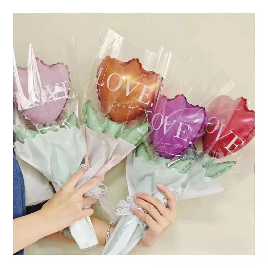 20pcs Mother's Day Valentines Day Love Balloon Bouquet Flower Proposal Confession Aluminum Film Balloon Shopping Mall Decoration