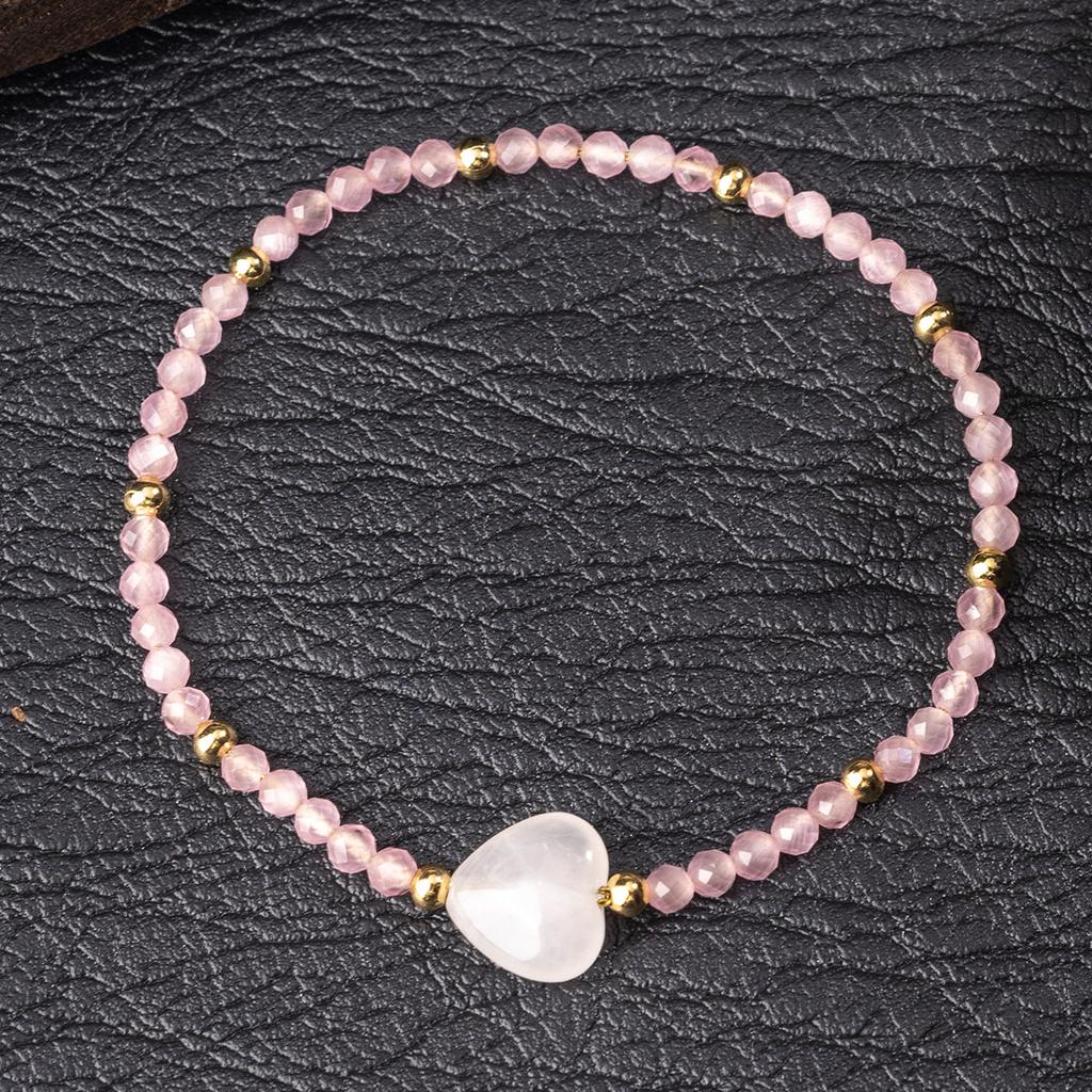 Natural crystal bracelet, pink crystal, white crystal, sweet heart bracelet, jewelry