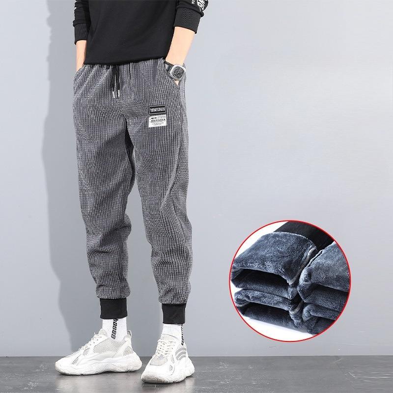 Men's Corduroy Sweatpants, Suitable for Spring, Autumn and Winter, Loose-Fit Cuffed Sports Casual Pants
