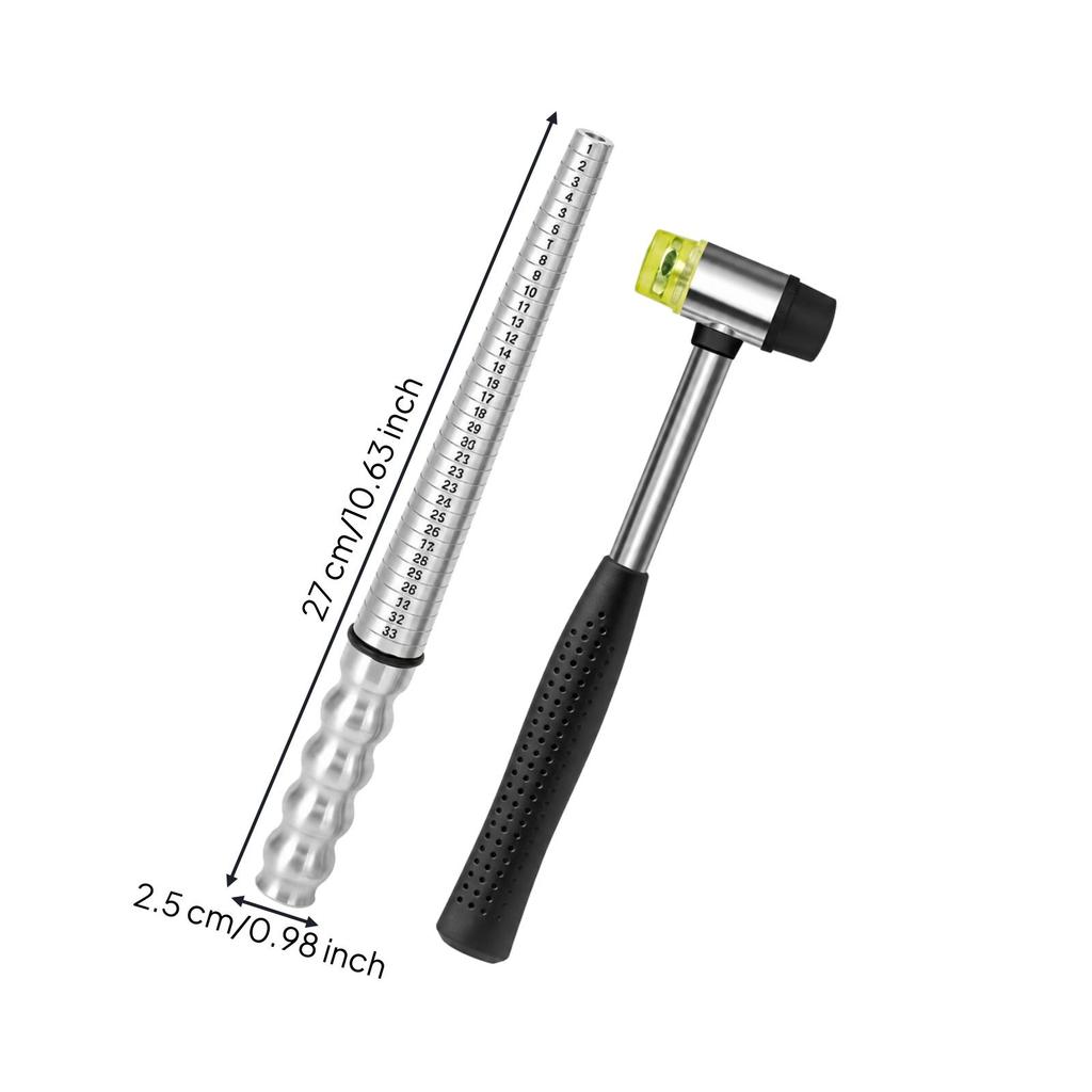 Jewelry Sizing Cone Mandrel with Rubber Mallet Professional for Home Use