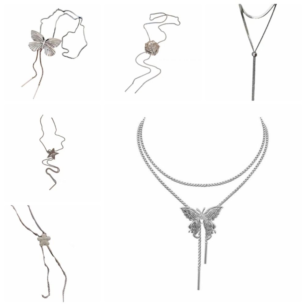 Sweet Butterfly Necklace Flower Women's Choker Temperament Y2K Tassel Necklace  Gifts