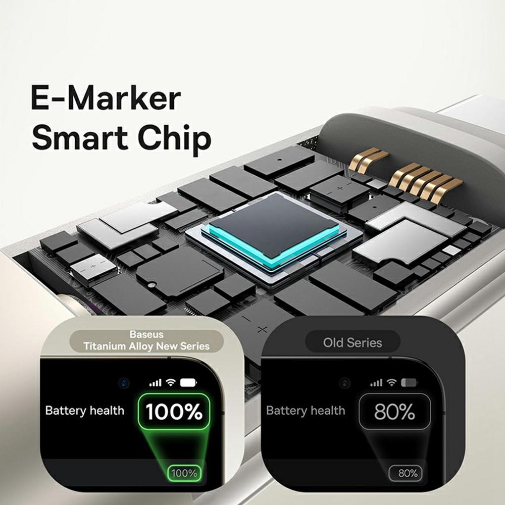 BASEUS 1m Titanium Alloy Fast Charging Cable USB-C to USB-C 100W Nylon Braided Wire