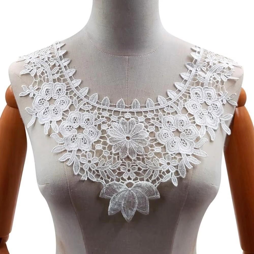 Fashion Lace Floral Fake Collar Detachable White Black Removable Collar All-match Casual Half High Collar for Women