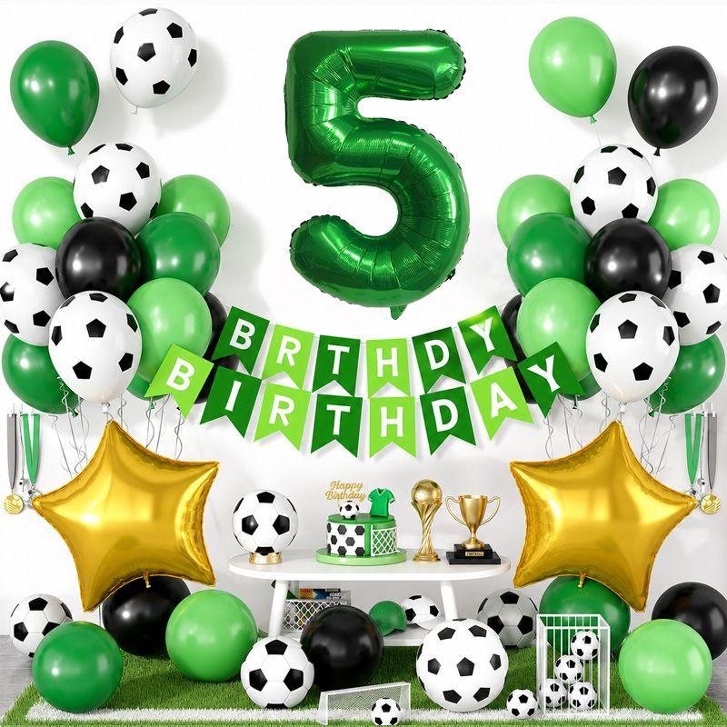 Fußball-Thema Geburtstag Zahl Aluminiumfolien-Ballonset für Kindergeburtstagsparty Dekorationen