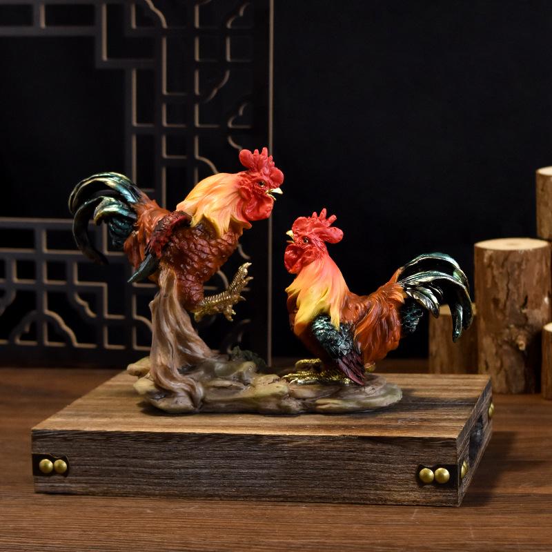 Realistyczna ozdoba z żywicy w kształcie koguta do dekoracji ogrodu lub rancza