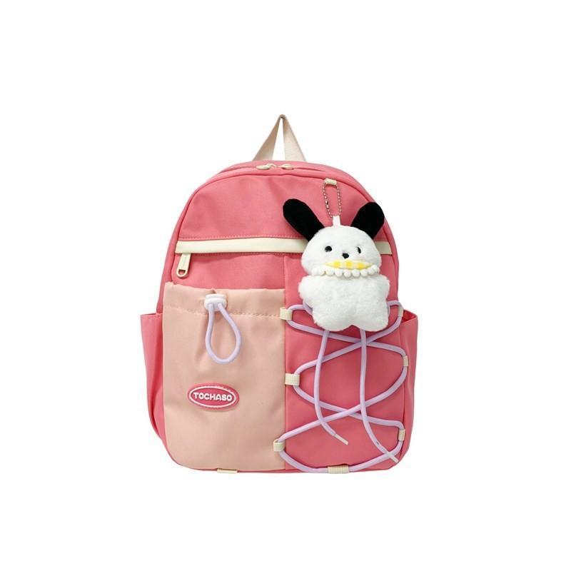 Versatile And Cute Nylon Backpack For Kids With Comfort Shoulder Straps Perfect For School Use PinkRed