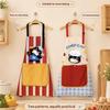 Cute Chef Cat Kitchen Apron Non-Toxic Fabric Adjustable Strap Big Pocket for Parent-Child Cooking Baking