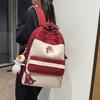 Women Large Capacity Backpack Boys Girls Color Contrast Backpack Student Schoolbag