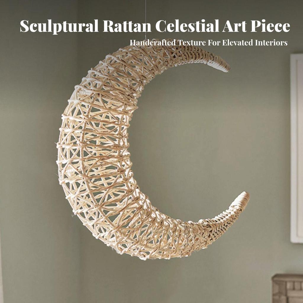 Crescent Moon Hanging Decoration Boho Wall Decor Rustic for Babies, Kids