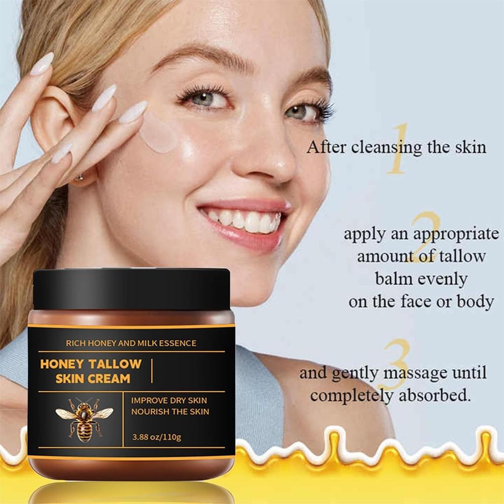 Organic Whipped Tallow Facial Moisturizer With Honey And Beeswax For Deep Nourishing