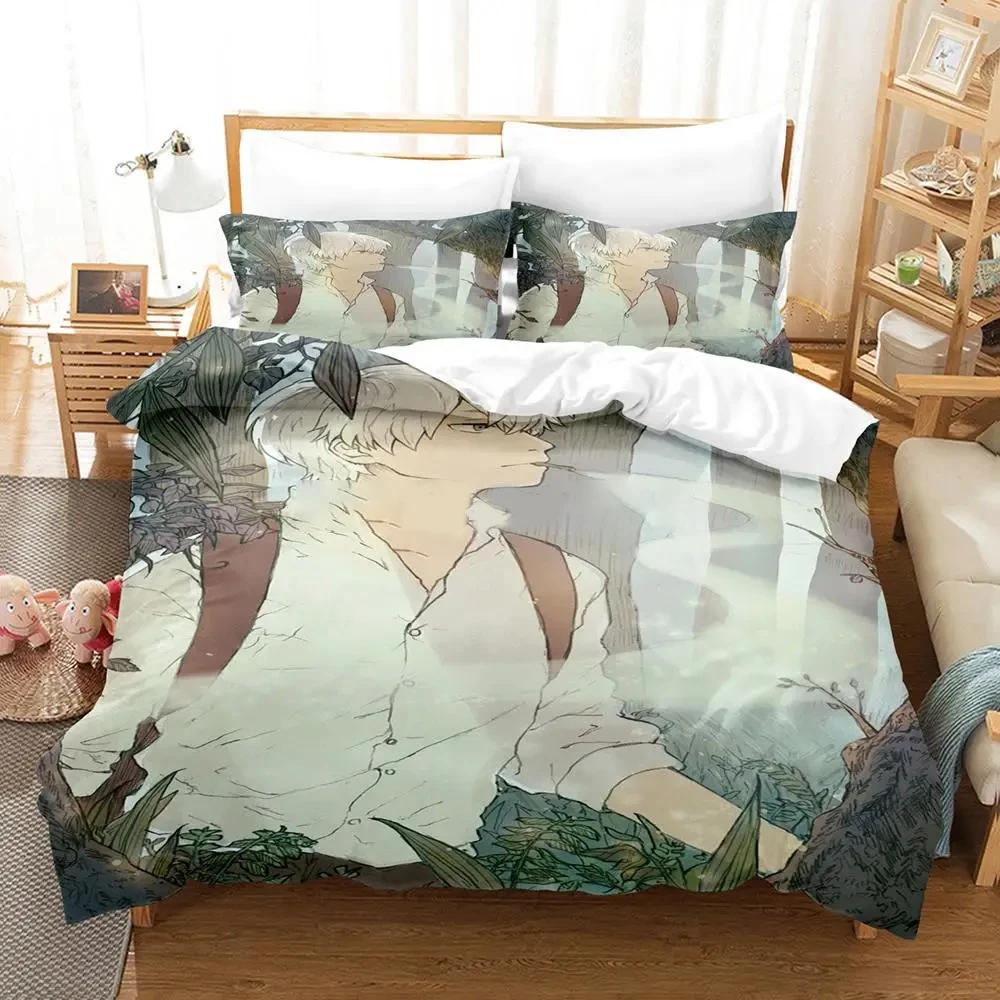 3D Print Anime Mushi Ginko Beding Set Soft Duvet Cover Bed Linen Set Comfortable Quilt Cover Pilowcase Warm Comforter king Quen Sized Dimensions Young