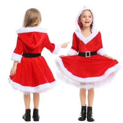 JUNDOMECY Santa Cosplay Costume for Cute Christmas Santa Claus Hooded Perfect for New Cultural and School Festivals M Girls, Costume, Outfit, Kids'