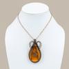 Pierre Précieuse Ambre Baltique Naturel Pendentif Fait Main en Fil de Cuivre 3.03 v0V08