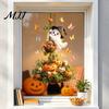 Spooky Glass Stickers Halloween Window Static Sticker, Ghost Castle Black Cat Print Decals, Creative Gift for Friends Waterproof PVC Cling