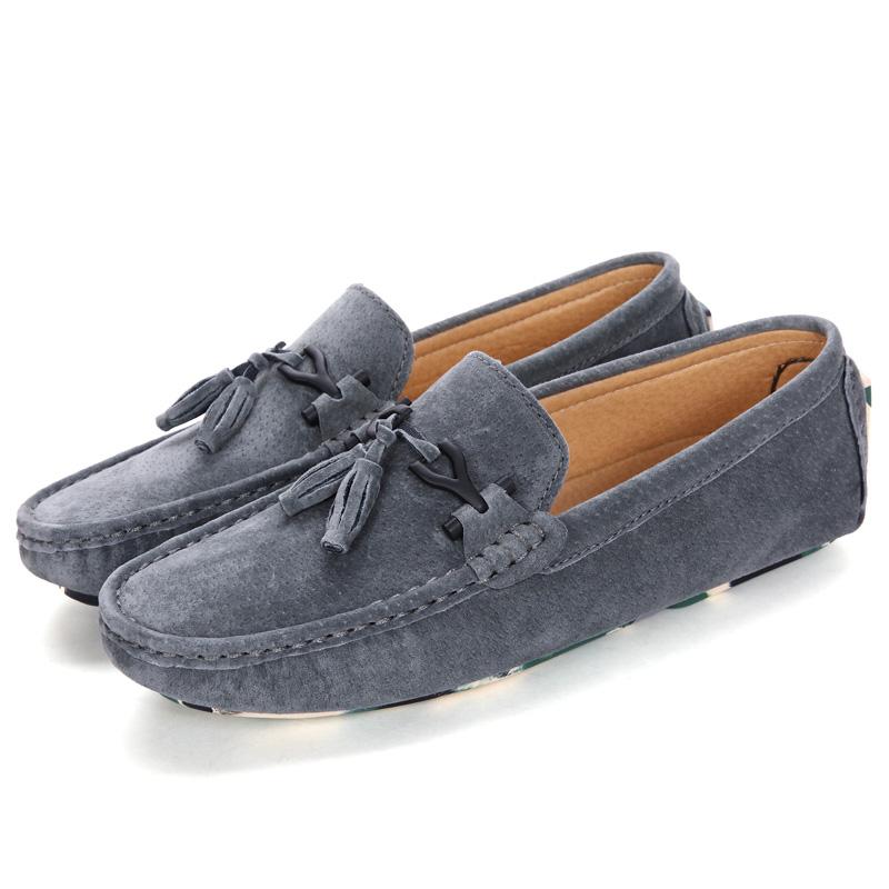Fashion New Mens Loafers Comfortable Suede Shoes Men Leather Wedding Loafers Moccasins British Style Non-Slip Retro Driving Shoes Brogue