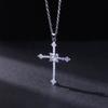 1 pièce Collier Couleur Or Blanc Imitation Dames Vent Froid Plein de Diamants Étoile Mangue Brillant Pendentif Croix Bijoux