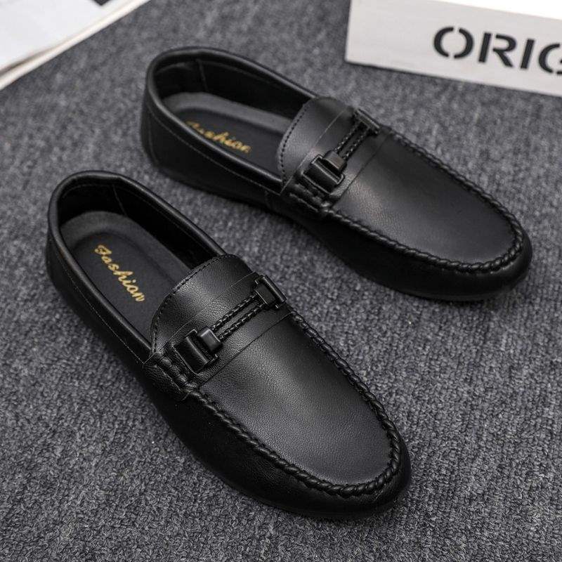 Dress Trend Autumn Lightweight Men's Loafers Doudou Shoes Simple Korean Version Non-slip Men's Shoes Small Leather Shoes Thick-soled Breathable