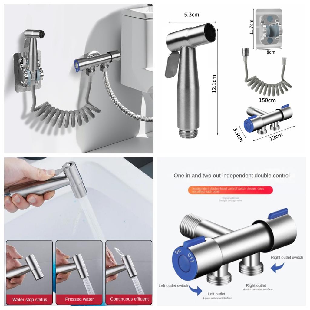 Pistola a spruzzo per rubinetto in acciaio inox, bidet portatile per WC, spruzzatore per bidet manuale in acciaio inox, spruzzatore ad acqua spazzolata