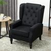 Retro Accent Chair, Linen Wingback Armchair with Wood Frame Button Tufted Design for Living Room Bedroom, Black