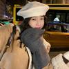 Ice Blue Knitted Soft Waxy Scarf Women's Winter Warm Thickened with Blended Solid Color Versatile Scarf, Long Style