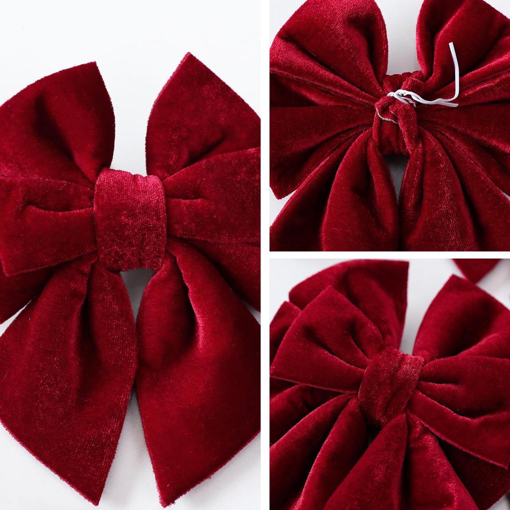 Plush Six-Ear Bow Indoor Christmas Decoration Pendant