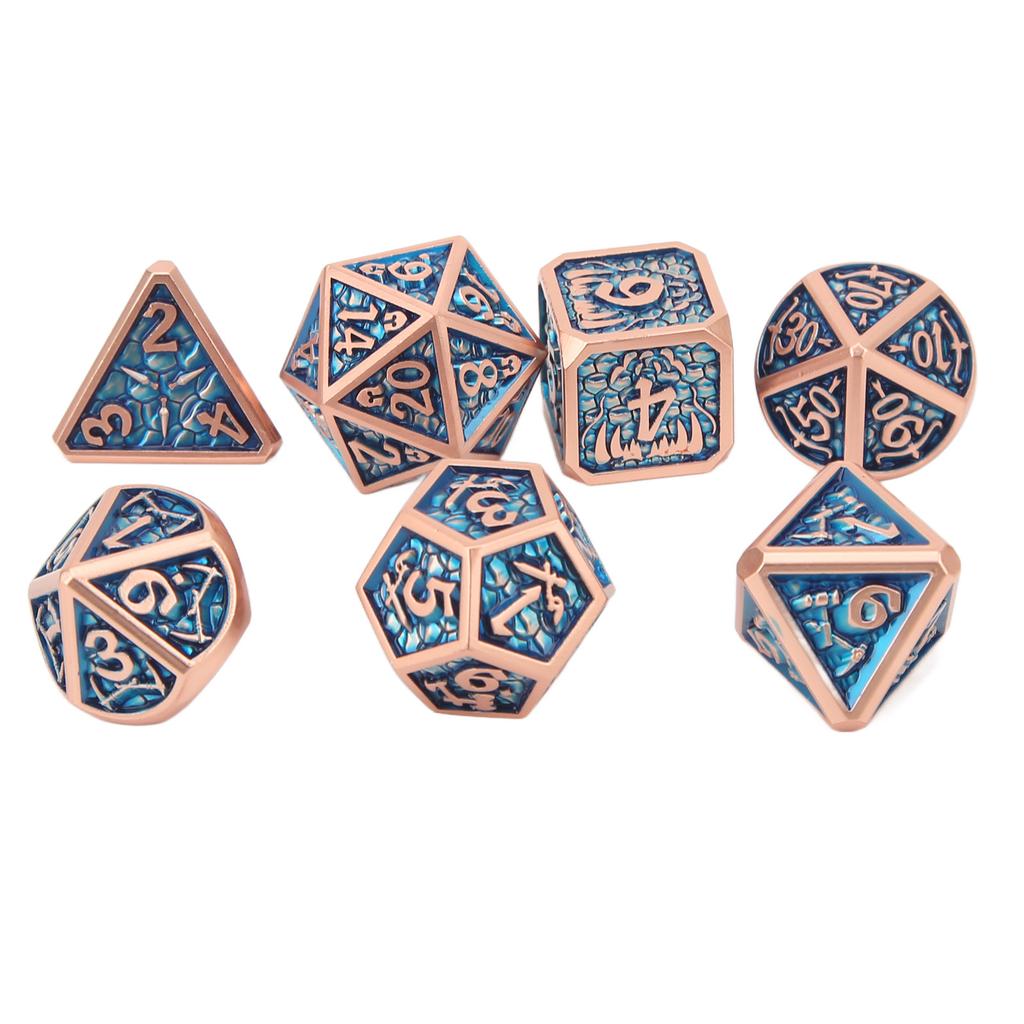 7pcs Metal Dice Set Portable Delicate Polyhedral Dice Role Playing Game Props for Halloween Party