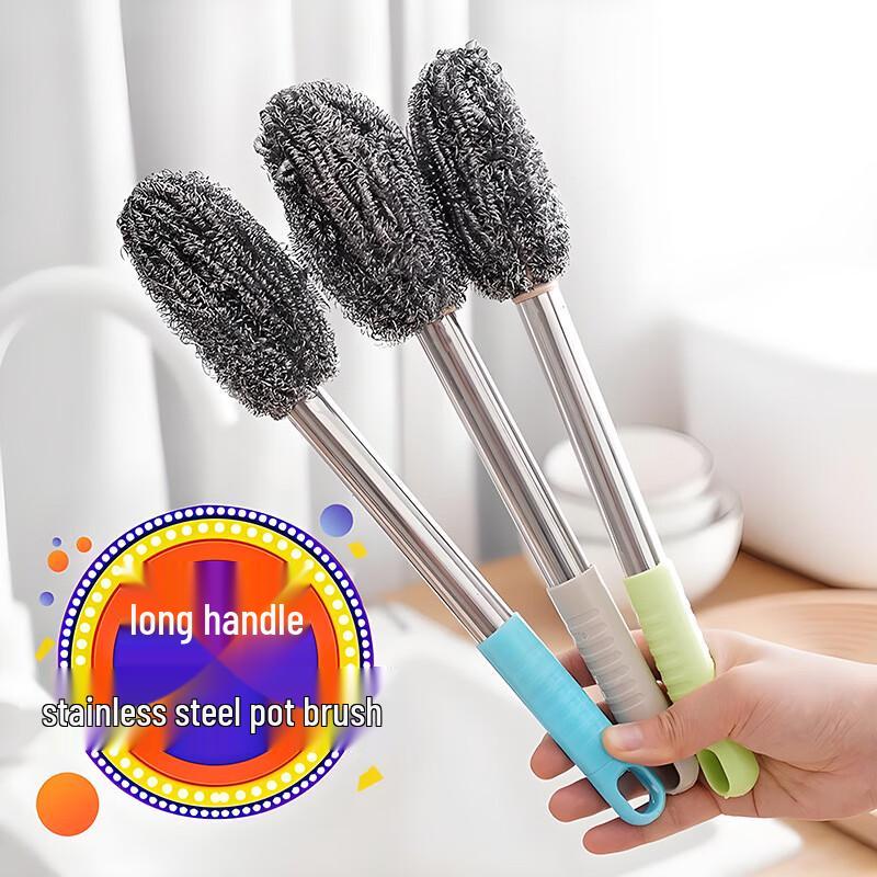 Long Handle Steel Wire Pot Scrubber