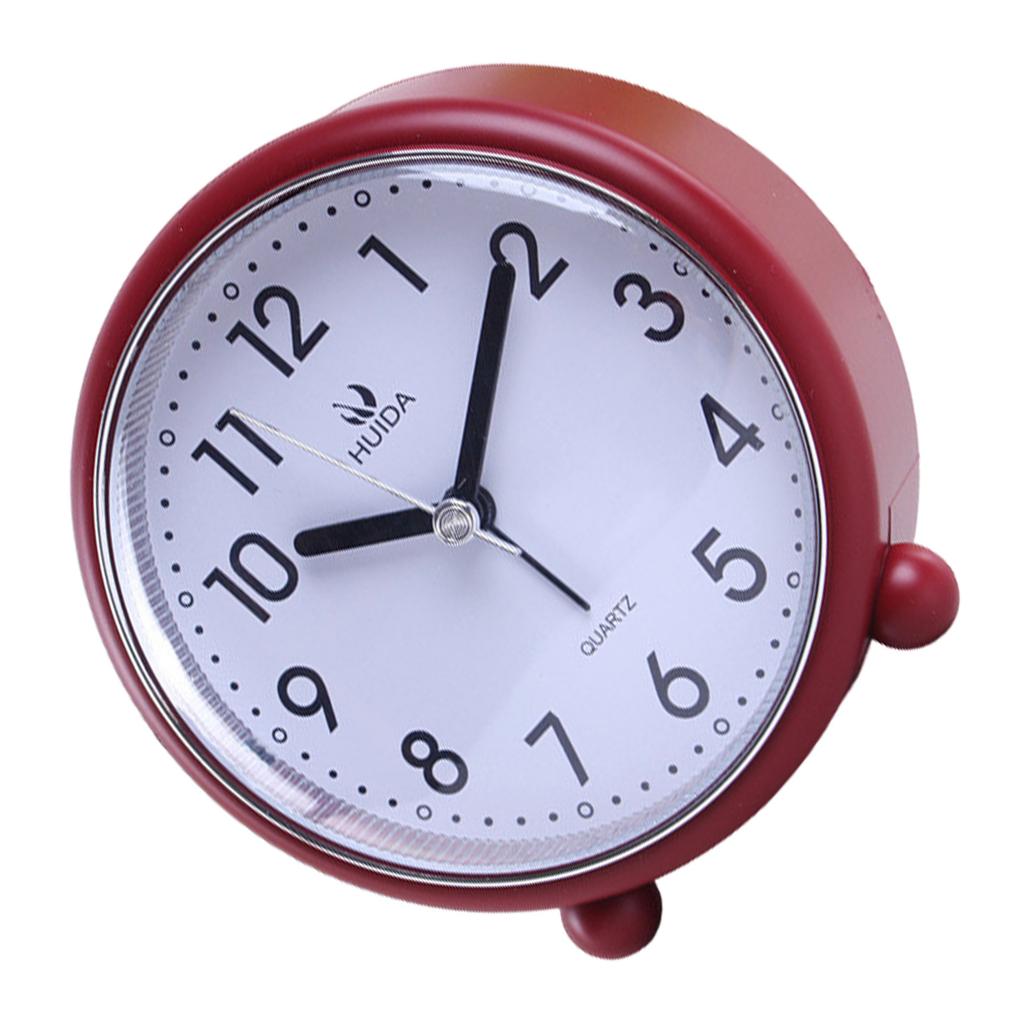 Analog Alarm Clock 4inch Super Silent Non Ticking Small Clock Night Light Battery Operated Simple for Bedroom Desk
