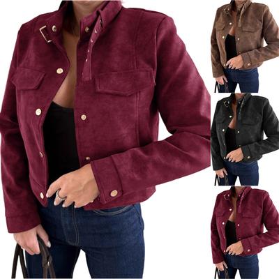 Damenmode Einfarbige Oberteile Langarmjacke Reißverschlussmantel